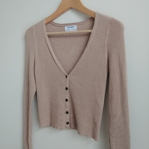 Old Navy soft little ribbed cardigan sweater top camel brown stretch XS - Picture 5 of 15